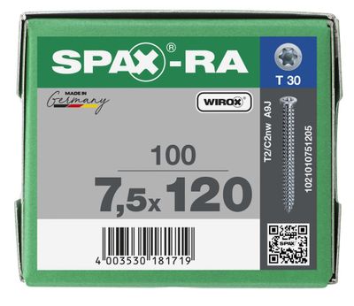 Vis fenêtre 7,5 x 120 mm par 100 SPAX