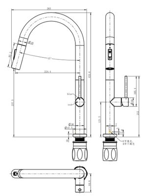 Robinet de cuisine avec douchette Chrome Portofino - ESSEBAGNO