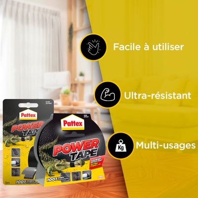 Adhésif Power Tape noir 25m x 50 mm PATTEX