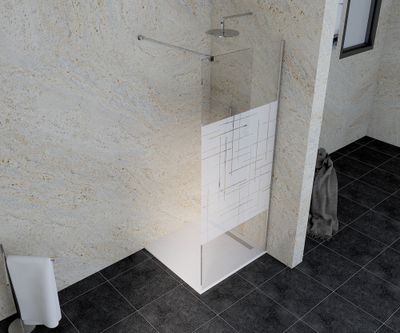 Paroi de douche à l'italienne 80x195 cm profilé chrome verre sérigraphié 6 mm Serenity - OCEA