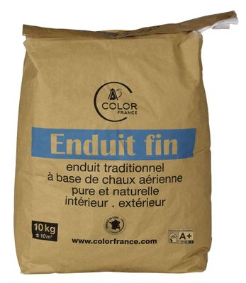 Enduit fin chaux blanc sac 10kg - COLOR FRANCE