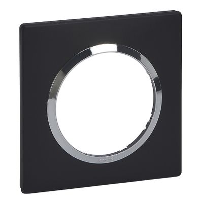 Plaque de finition 1 poste carrée Noir et chrome - Dooxie LEGRAND