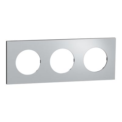 Plaque de finition 3 postes Odace 2025 Métal effet aluminium / noir - SCHNEIDER ELECTRIC