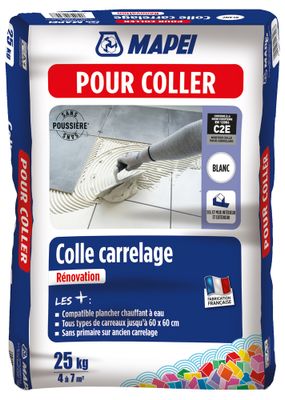 Colle rénovation sans poussière blanc 25 kg C2e MAPEI