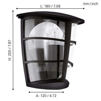 Applique extérieur E27 Aloria noir IP44 60W - EGLO