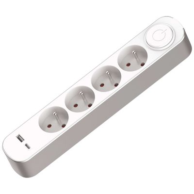 Multiprise avec interrupteur 4 prises + USB A + USB C 1m blanc - GEFOM