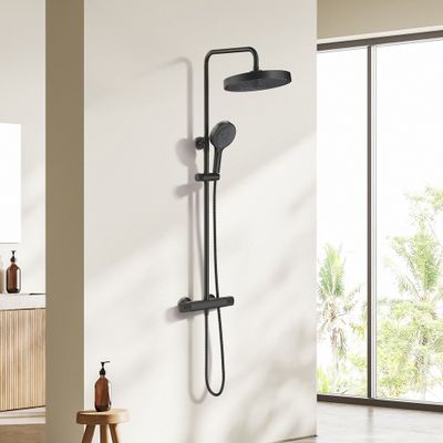 Colonne de douche thermostatique noir Concave - EDOUARD ROUSSEAU