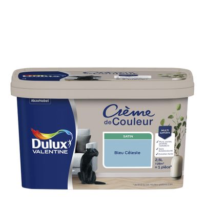 Peinture crème de couleur Bleu Céleste Satin 2,5 L - DULUX VALENTINE