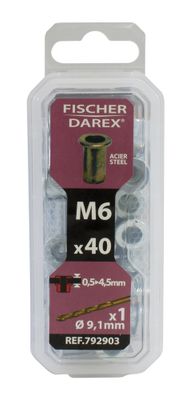 Écrous à sertir tête plate M6 - FISCHER DAREX