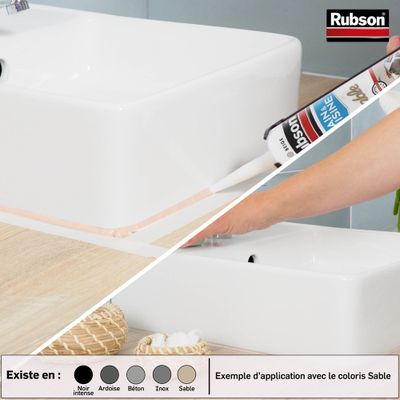 Mastic Silicone Bain & Cuisine Gris Béton 280 ml RUBSON