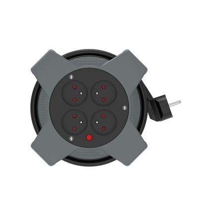 Mini enrouleur électrique 5m 4 prises noir/gris - LINK2HOME