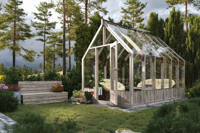 Serre de jardin Palmako Emilia - Bois autoclave & verre trempé - 12,5 m², Livraison à domicile incluse - PALMAKO