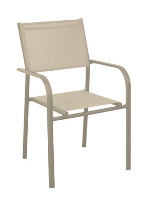 Fauteuil de jardin DUCA aluminium et textilène graphite crème - PROLOISIRS