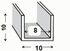 Profilé U aluminium brut 10 x 10 x 10 x 1 mm intérieur 8 mm 2,50 m CQFD