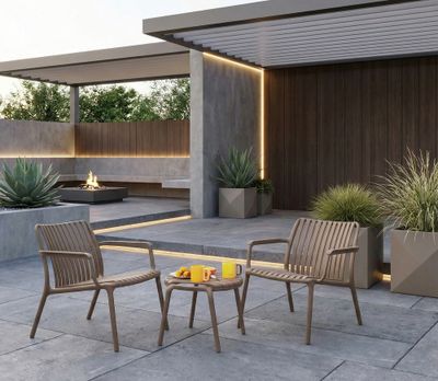 Salon de jardin LALIE polypropylène taupe 2 places - JARDILINE