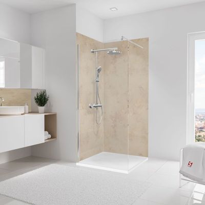 Panneaux muraux de douche 100+100x210 cm travertin DécoDesign Décor - SCHULTE