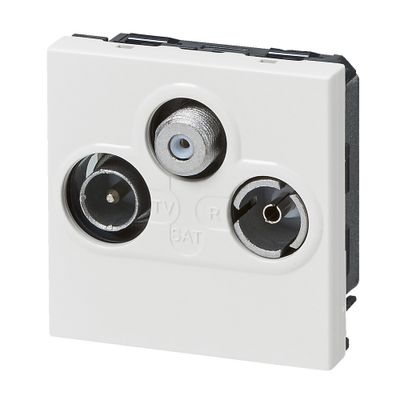 Prise TV, radio et satellite encastrable 2 modules Blanc - Mosaic LEGRAND