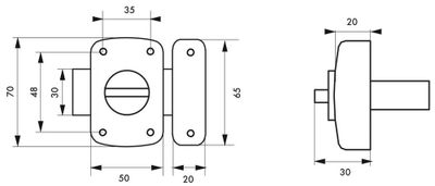 Verrou de meuble Alouette 50 mm à bouton doré THIRARD