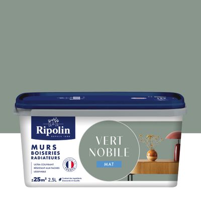 Peinture murs, boiseries et radiateurs vert nobile mat 2,5 L - RIPOLIN
