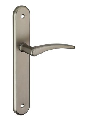 Poignées de porte sur plaques sans trou Vesta nickelé satiné entraxe 195 mm THIRARD