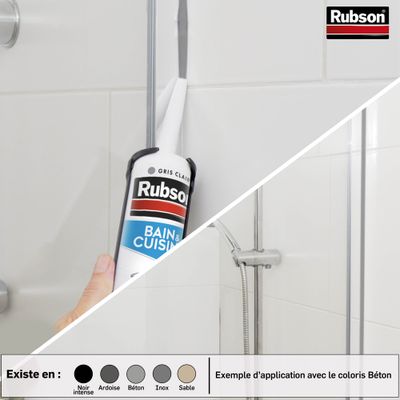 Mastic Silicone Bain & Cuisine Pure gris béton 280 ml RUBSON