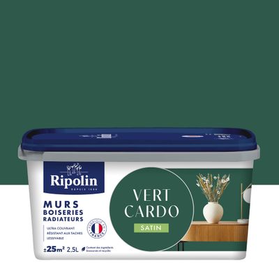 Peinture murs, boiseries et radiateurs vert cardo satin 2,5 L - RIPOLIN