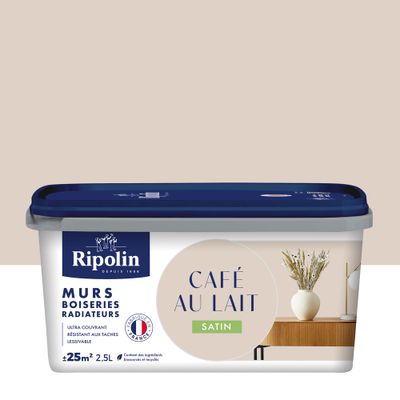 Peinture murs, boiseries et radiateurs café au lait satin 2,5 L - RIPOLIN