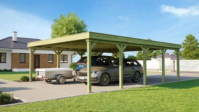 Carport double -  609 - 596 x 120 cm - toit en acier Livraison gratuite domicile WEKA