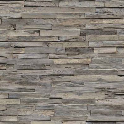 Parement mural intérieur bois teck GUN SMOCKED 20 x 50 cm paquet de 0.50 m² AJ TIMBER