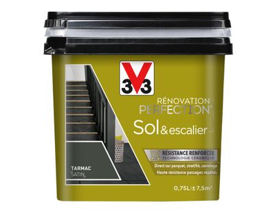 Peinture de rénovation sol et escalier finition satinée tarmac 0,75 L - V33