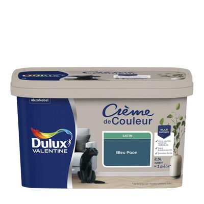 Peinture Crème de couleur Bleu Paon satin 2,5 L - DULUX