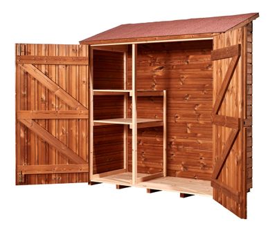 Abri mural de rangement grand volume avec étagères bois traité très haute température, Livraison à domicile incluse - HABRITA