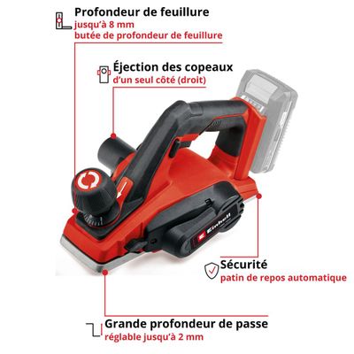 Rabot électrique sans fil 82 mm TE-PL 18/82 Li-Solo EINHELL
