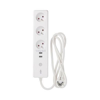 Multiprise connectée WiFi et Bluetooth 3 prises + 2 USB Blanc - Kozii XANLITE