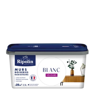 Peinture murs, boiseries et radiateurs blanc velours 2,5 L - RIPOLIN