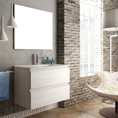 Meuble de salle de bains Inglet 80 x 61 x 45 cm 2 tiroirs bois mélaminé coloris hibernian + vasque céramique - EGORE
