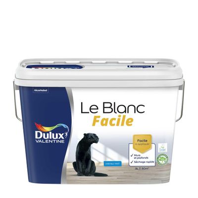 Peinture multi-supports blanc facile blanc base white mat 5 L - DULUX VALENTINE