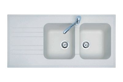 Evier de cuisine composite blanc artic 120x60 cm 2 bacs 1 egouttoir Bari - FRANKE