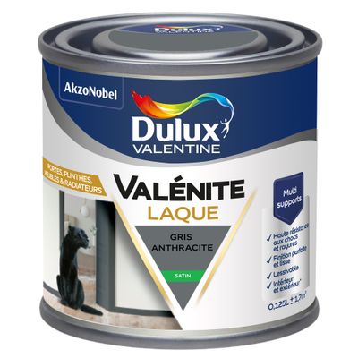 Peinture Boiseries Laque Acrylique Valénite Gris Anthracite Satin 125 mL- DULUX VALENTINE