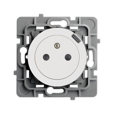 Prise affleurante 2 pôles + terre et prise USB C blanc Casual Evo - DEBFLEX