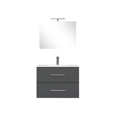 Meuble de salle de bains Volta 2 tiroirs L80 x H50 x P46 cm MDF gris