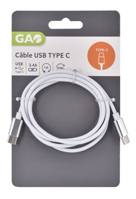 Câble chargeur USB type C vers type C 1 m GAO