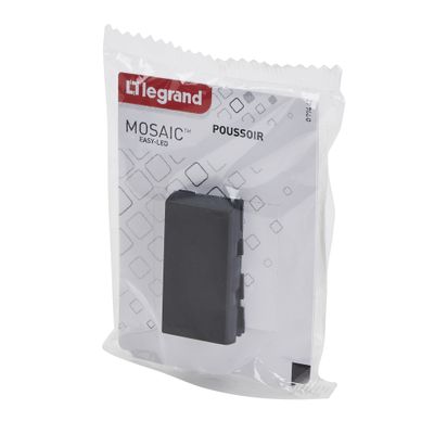 Bouton poussoir encastrable 1 module Noir - Mosaic LEGRAND