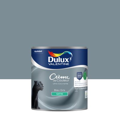 Peinture crème de couleur Bleu Gris satin 0,5L - DULUX VALENTINE