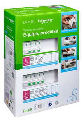 Tableau électrique pré-équipé Resi9 XE 2 rangées pour logement T1 à T3 - SCHNEIDER ELECTRIC