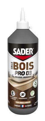 Colle à bois Pro D3 milieux humides translucide biberon 750 g - SADER