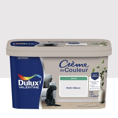Peinture crème de couleur Matin Blanc Satin 2,5 L - DULUX VALENTINE