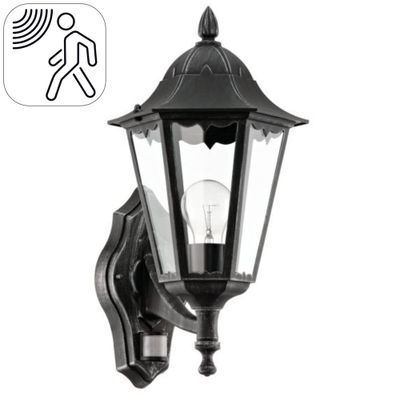 Applique extérieur montante E27 détecteur de mouvements Navedo noir IP44 60W - EGLO