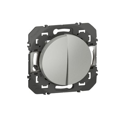 Interrupteur va-et-vient encastrable et bouton poussoir Aluminium - Dooxie LEGRAND