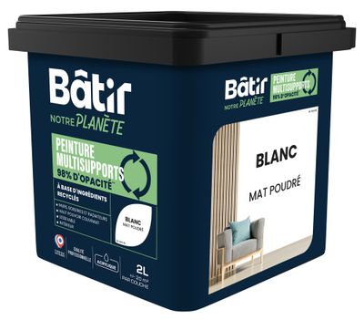 Peinture multi supports mat blanc 2 L - BATIR NOTRE PLANETE